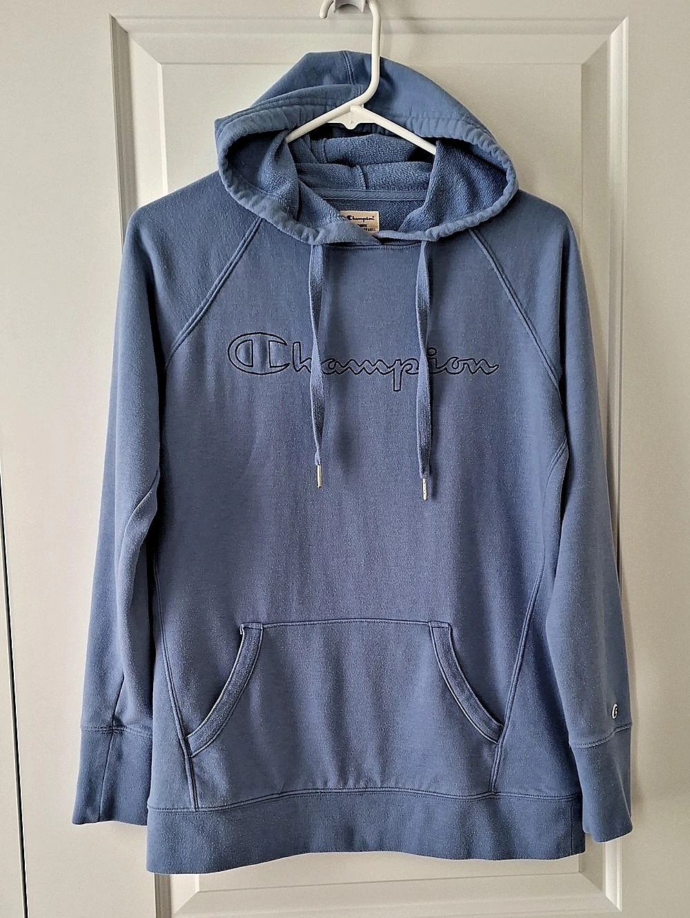 Champion Powerblend Blue Pullover Hoodie Kangaroo Pocket Size Small